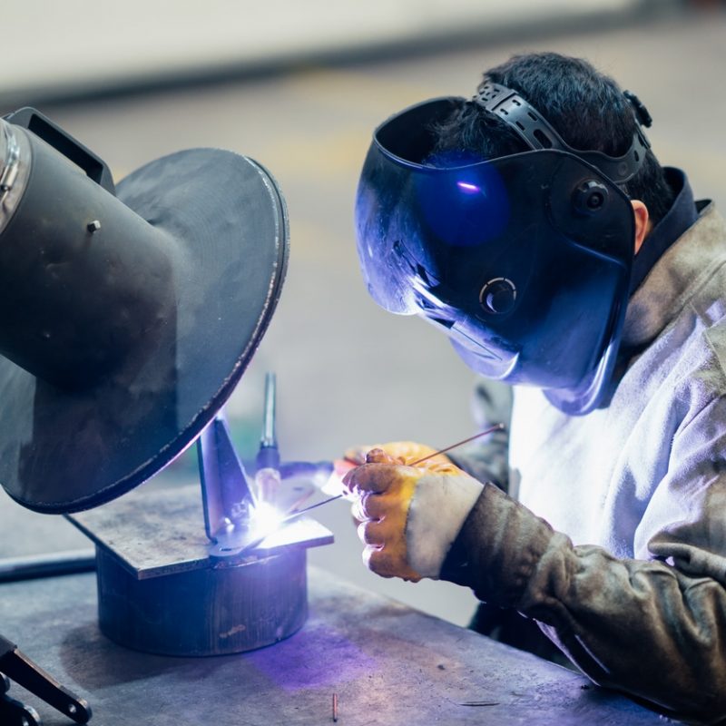 Working worker portrait