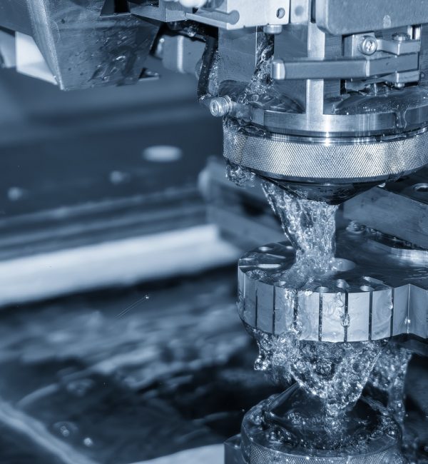 Closeup scene the wire EDM machine cutting the mold insert parts. The die insert cutting process by wire cut machine control by CNC program.